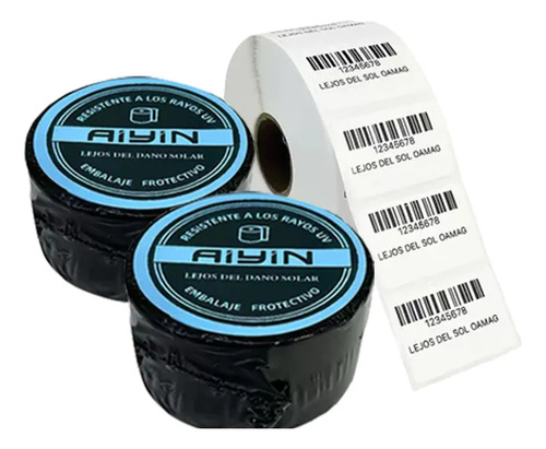 2 Rollos Etiqueta 38x25 (4x2.5 Cm) Térmica Full Rollo C/1300 Pzas Color Blanco