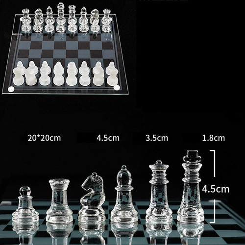 El Juego De Ajedrez De Cristal Incluye Tablero Los 20x20cm