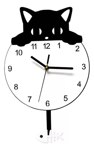 A El Pez Gato Oscila Y El Reloj De Pared Decorado Con