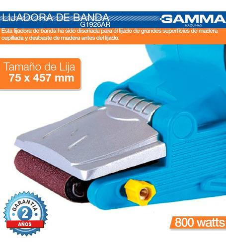 Lijadora Banda Electrica Gamma G1926 800w 75x457mm