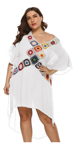 Casual Vestido Damade Playa Talla Extra Holgado Con Tejido