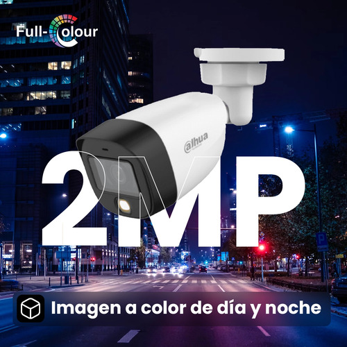 Kit De Videovigilancia Dahua Kit/xvr1b04-i-ssd512g4hfw1209 4 Cámaras Bala 2mp Fhd Fullcolor Con Certificación Ip67 | 512gb Ssd | Luz Blanca + Starlight 20m | Lente De 2.8 Mm 106 Grados De Apertura
