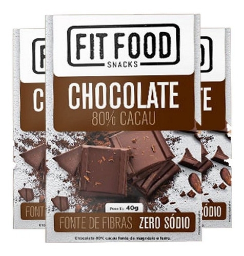 Kit Com 3 Chocolate 80% Cacau Fit Food