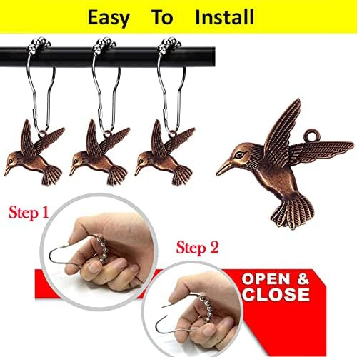 Zilucky Colibrí Cortina De Ducha Ganchos Anillos Pájaro Jard