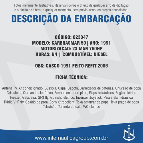Imagem 2 de 15 de Carbrasmar 50 1991 Cobra Oceanic Wellcraft