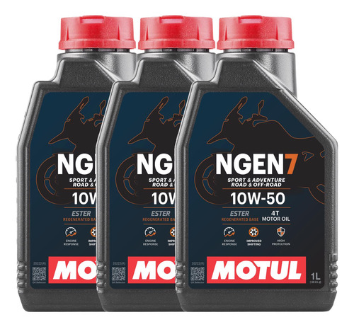 Kit 3 Litros Óleo Motul Ngen 7 10w-50 4t Gt/int/classic