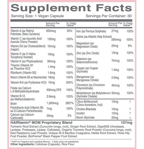 Imagen 2 de 4 de Hairtamin Formula Mom Maternidad 30 Cápsulas