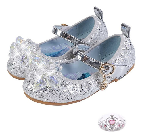 Zapatos Frozen Elsa Princess Con Suela Blanda De Cristal Par