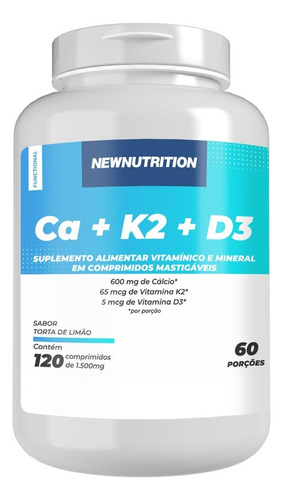 Cálcio + Vitamina K2 + Vitamina D3 120 COMPRIMIDOS NEW NUTRITION