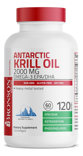 Aceite De Krill Antártico 2000 Mg Bronson 120 Softgel Sabor Sin Sabor