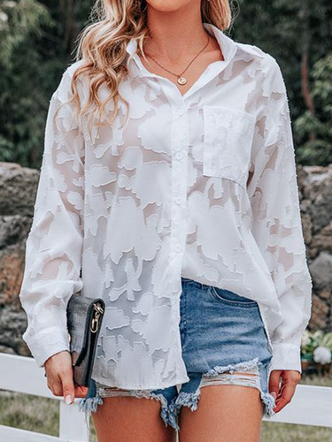 Camisas De Malla Transparente Para Mujer, Blusas Casuales De