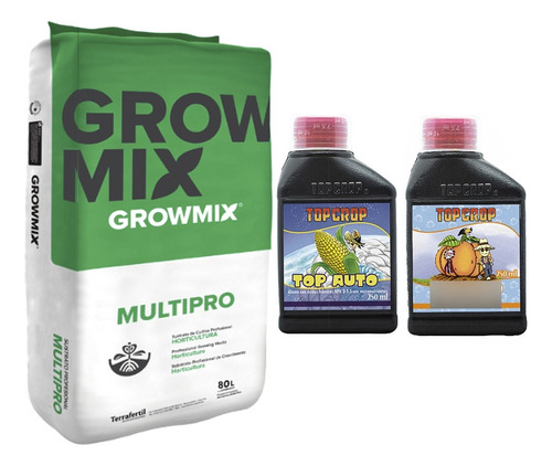 Sustrato Growmix Multipro 80lts Con Top Crop Auto Bud 250ml