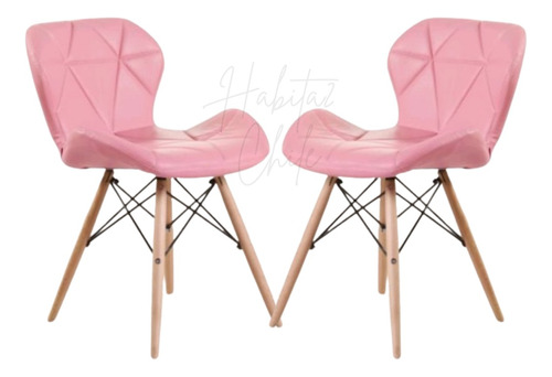 Pack 2 Sillas Acolchadas Radar Eames Estructura De La Silla Rosa Asiento Rosa