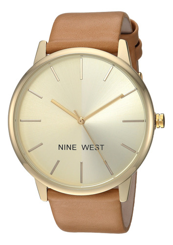 Reloj Nine West En Tono Dorado Con Correa De Color Caramelo