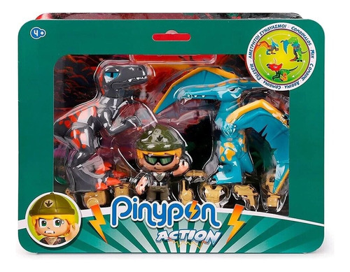 Pinypon Action Pack 2 Dinosaurios + 1 Figura + 8 Accesorios