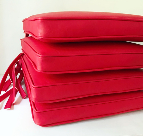 Imagen 5 de 8 de Almohadones Para Sillas Ecocuero Cuerina Con Tiritas