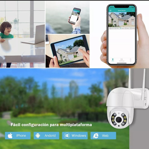 Cámara Seguridad Ip66 Wifi Domo 360 Exterior Full Hd Flash Blanco