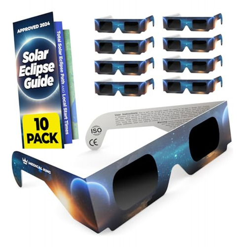 Gafas De Eclipse Solar Medical King (paquete De 10) 2024 Con