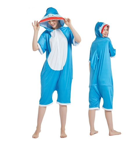 Imagen 2 de 9 de Tiburon Pijama Kigurumi Enterito De Verano Kawaii
