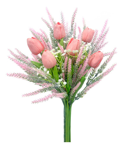 Combinación De Tulipanes Artificiales Y Lavanda Simulados En