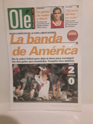 River Campeon Libertadores 1996 (tapa De Carton Diario Ole)