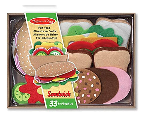 Melissa & Doug Juego De Sándwich De Fieltro Para Alimentos,