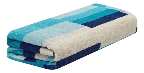 Toallón De Playa 100% Algodón Diseños A Cuadros Color Celeste y beige Sueño índigo