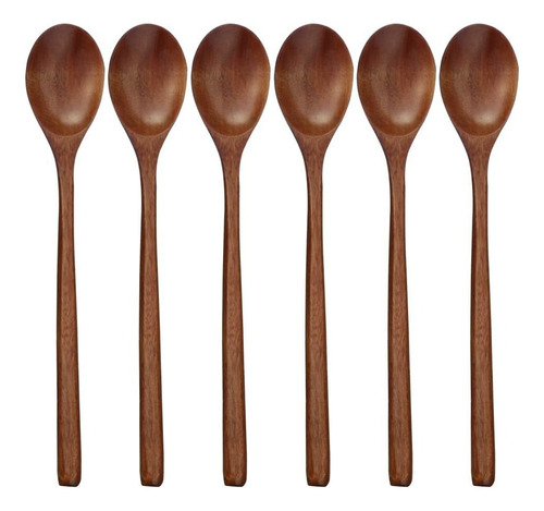 6 Piezas 22,8 Cm Madera Sopa Cucharas Estilo Japonés