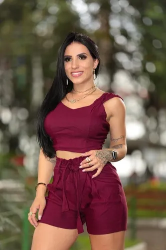 Roupas femininas conjunto short e cropped com bojo bengaline - R$ 119.99,  cor Rosa #145770, compre agora