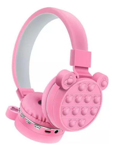 Fone Ouvido Infantil Minnie Rosa Orelhinhas Pop It Bluetooth
