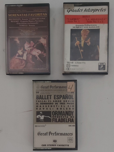 Lote 3 Cassettes Ópera - Beethoven, Bizet, Ormandy