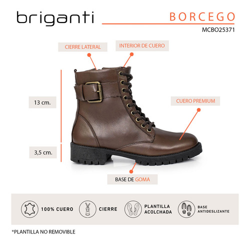 Borcego Cuero Mujer Botita Clasica Zapato Botineta Briganti