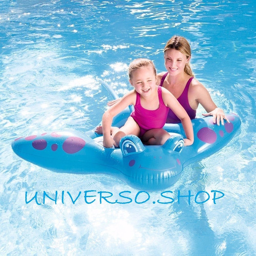 Bote Flotador Colchoneta Pez Raya Azul Inflable Niño Pileta