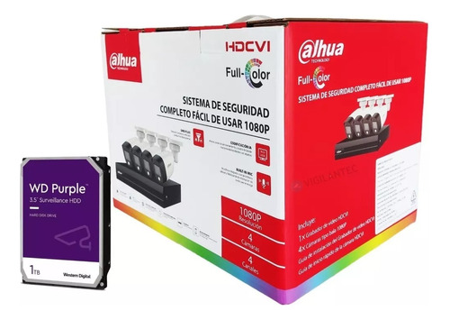 Kit Full Color 4 Cámaras Microfono 1080p 2mp 1tb P2p Dahua