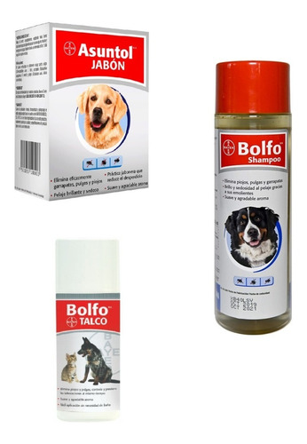 Kit Para Baño  Bolfo Polvo Y Shampoo Mas Asuntol Jabon