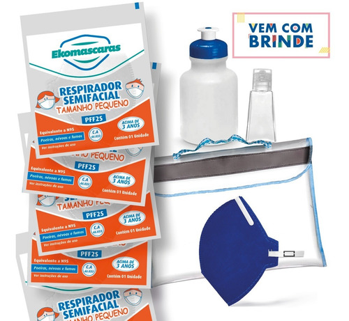 Imagem 3 de 3 de Kit Estudantil 10 Mascaras Pff2 + Porta Agua E Antisséptico