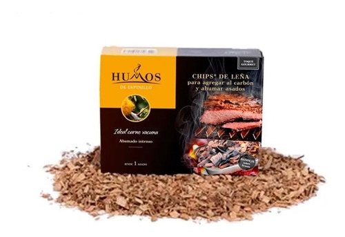 Imagen 2 de 10 de Chips Astillas Leña Ahumar Humos Parrilla 140g Asado Ahumado