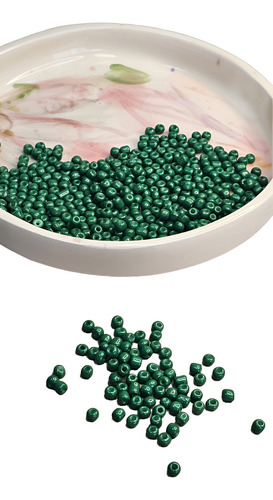 Mostacillon Verde X 500 Gramos , Bijou Diámetro 4 Mm Largo 4 Mm