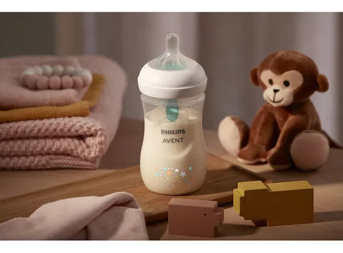 Biberón Avent Natural Response C/ Válvula Anti Cólicos 9 Oz Translúcido Estrellitas