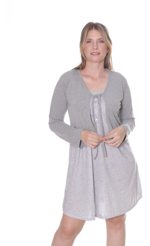 Imagen 6 de 8 de Camisón Maternal Para Amamantar + Saco Manga Larga 810