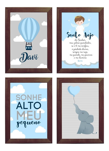 Kit Com 4 Quadros Decorativos - Elefante