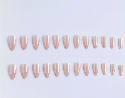 24pcs Simple Longitud Media Con Diseño Nail Art Tips Set