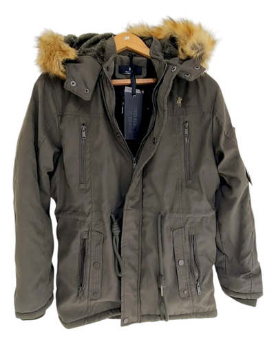 Campera Hombre Parka Corderito Capucha Desmotable Polo Club