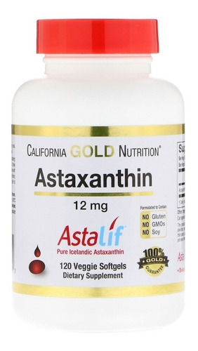 Astaxantina California Gold 12 mg - 120 cápsulas de astaxantina sin sabor