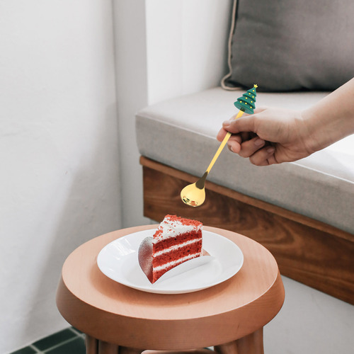 Juego De Cucharas De Café Navideñas Con Forma De Árbol Peque