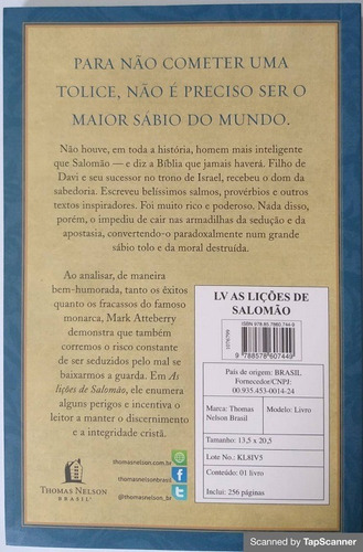 Imagem 2 de 4 de Livro As Lições De Salomão Mark Atteberry Edit. Tomas Nelson