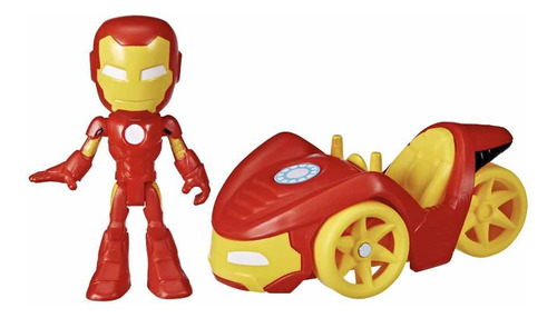 Iron Man Muñeco Y Carro Spidey Y Sus Amigos 10 Cm Marvel