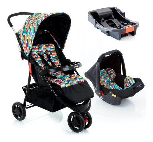 Travel System Delta Trio Pro Voyage - Colorê Cor Colorido Cor do chassi Preto