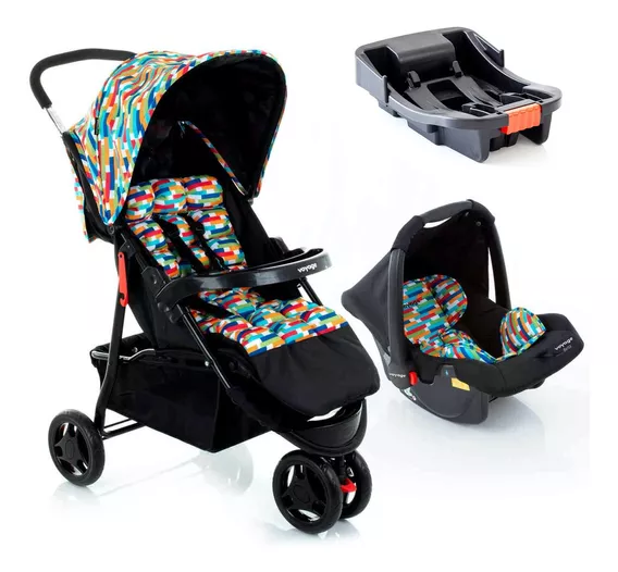 Travel System Delta Trio Pro Voyage - Colorê Cor Colorido Cor do chassi Preto