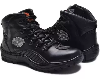 Bota Motociclista Em Couro Coturno Harley Davidson Preta